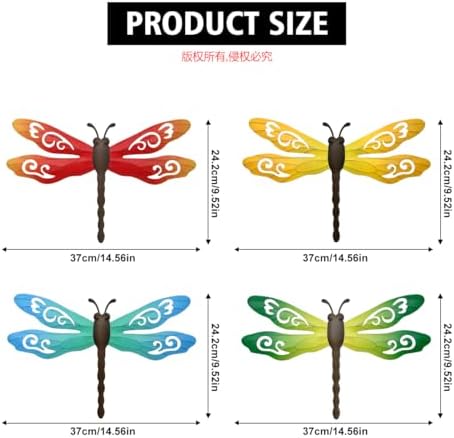 4 Pcs Metal Dragonfly Outdoor Wall Art Hanging Decor - Image 3