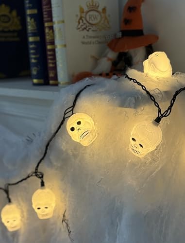 8.5Ft Halloween White Skull String Lights Outdoor, Halloween Decoration String Lights with 10 LED Skeleton Lights Waterproof, Hanging Holiday Lights for Indoor/Outdoor Yard Porch Patio Party Decor - Image 5