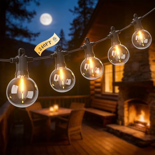 G40 LED Outdoor String Lights, 240FT Waterproof IP65 Hanging Patio Lights by FOOMAN