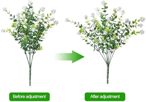 HyeFlora 20 Bundles Artificial Fake Outdoor Plants Flowers for Spring Decoration, UV Resistant Realistic White Plastic Flowers Faux Plant Monkey Grass for Planter Home Garden Porch Patio Window Box - Image 4