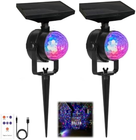 2 Pack Solar Projector Lights Outdoor, Waterproof Spotlight with Remote & USB, Halloween Christmas Yard Party Decor by Unknown