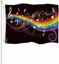 Yekiua Music Flag 3X5 Ft Outdoor Rainbow Music Musical Note Melody Premium Strongest Longest Lasting Flag Vivid Color With Brass Grommets by Yekiua