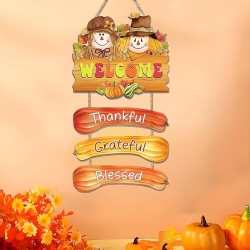 Fall Thanksgiving Door Sign, Wooden Harvest Decorations, Indoor Outdoor Farmhouse Porch Decor (4) - Image 5