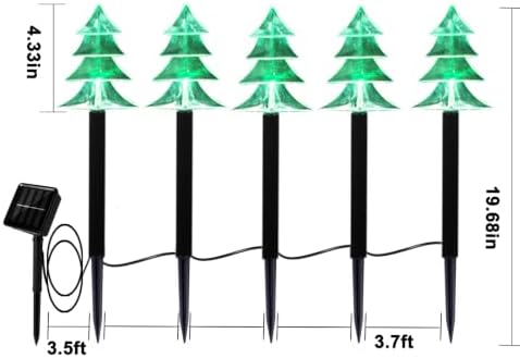 Christmas Decorations Outdoor, Solar Tree Pathway Lights, 5 PCS - Image 3