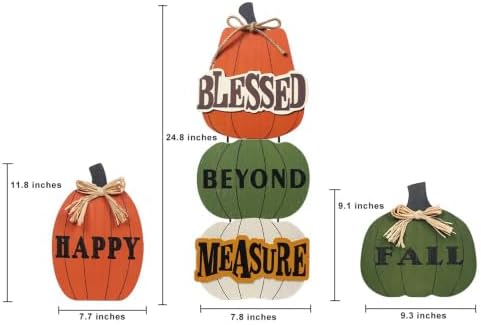 Outdoor Fall Decorations, MEETYAMOR 3 Pack 24.8" Pumpkin Wood Porch Standings with HAPPY FALL Lettered for Fall Decor, Welcome Home Sign for Front Door, Porch, Garden, Yard, Patio, Thanksgiving - Image 2