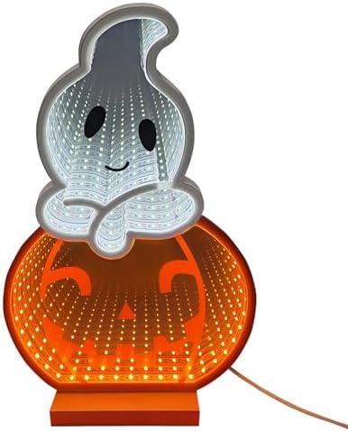 LED Halloween Pumpkin Light, Cute Neon Pumpkin and Ghost Sign Decor,11.57 Inch Halloween 3D Infinity Lights with USB Powered for Table, Room, Party Decoration - Image 6