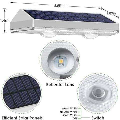 12 Pack Solar Fence Lights Outdoor Waterproof LED - 3000/4000/6000K 3 Mode, IP65 Waterproof Fence Lights Solar Powered, Solar Wall Lights for Outside, Backyard/Step/Patio/Deck Fence/Stair Railings - Image 5