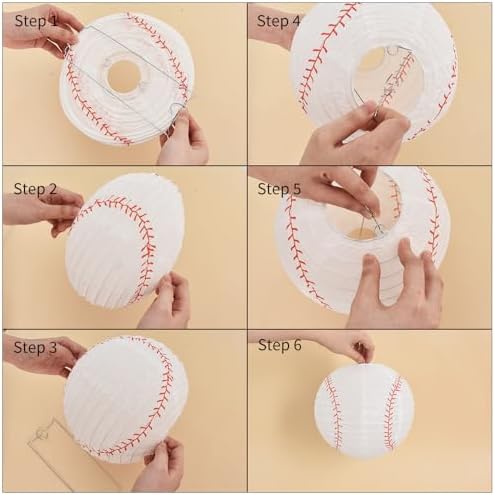 BEISHIDA 8Inch Baseball Paper Lanterns 12Pack Hanging Round Chinese Lantern - Image 3