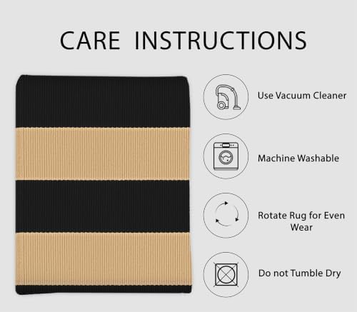 IOHOUZE 4x6 Striped Outdoor Rug, Washable Front Porch Doormat, Black/Tan - Image 5