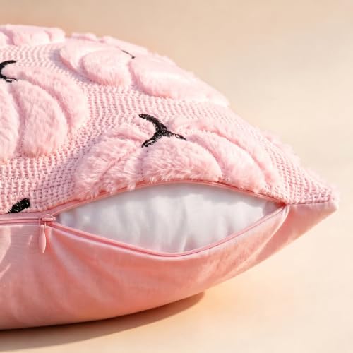 Fall Pillow Covers Pumpkin Fall Decor 16x16 Set of 2 Pink - Image 3