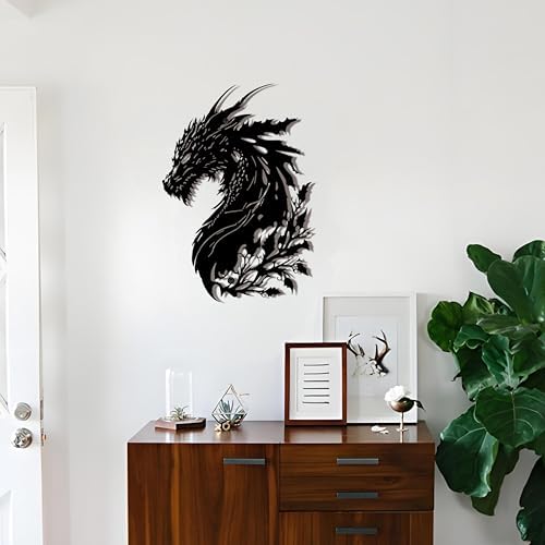 Black Metal Dragon Wall Art, 3D Medieval Decor for Men Cave, Fantasy Gift - Image 2