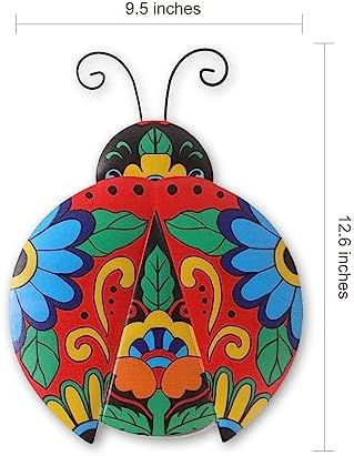 Scwhousi Metal Ladybugs Outdoor Wall Decor,Mexican Pottery Outdoor Decor,Talavera Garden Decoration Hanging for Fence,Yard, Patio,Living Room,Bedroom,Muticolored - Image 5