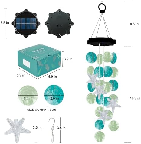 (New) Gift for Women Wife Sister Grandma Mom, Solar Wind Chimes, 2 Modes Natural Shells Outdoor Wind Chime for Garden Yard Window Decor - Blue&Green - Image 7