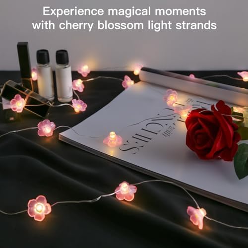 suddus 12.8ft 40 LED Pink Fairy Lights Cherry Blossom Battery Operated - Image 6