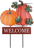YEAHOME Fall Decorations for Home Outdoor, 22" Decorative Garden Stakes with 2 Pack Pumpkin Welcome Sign Fall Decor, Metal Yard Sign for Outside Garden Yard Lawn Patio Backyard Porch Decorations by YEAHOME