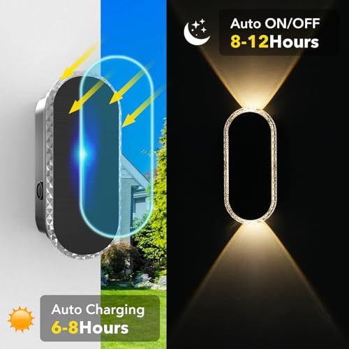 Herzila Solar Fence Lights - RGB & Warm White, LED Christmas Solar Lights Outdoor Waterproof 7 Colors,2 Lens Top and Bottom Lighting for Outdoor/Patio/Wall/Fence Pack of 2 - Image 3