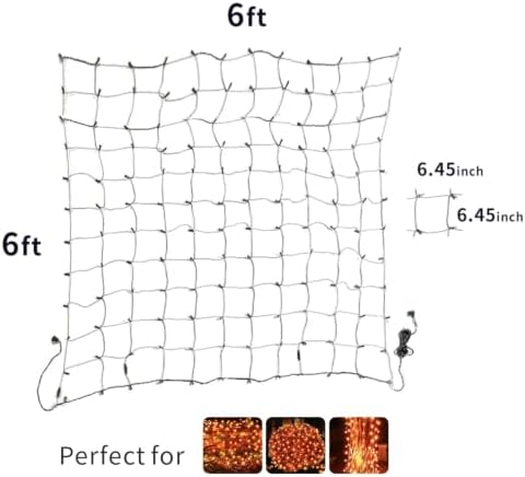 LED Halloween Net Lights Outdoor, UL Certified, 144LED 6ftx6ft, Black Wire Connectable Waterproof Mesh Light for Party, Yard, Shrubs and Bushes Decorations (Orange) - Image 4