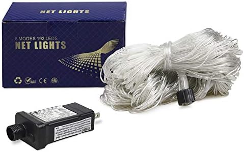 woohaha 192LED Christmas Outdoor Net Mesh Lights for Bushes,White Blue - Image 5