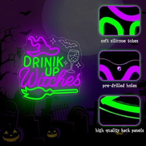Halloween Neon Sign Drink Up Witches Led Neon Sign for Wall Decor Dimmable - Image 3