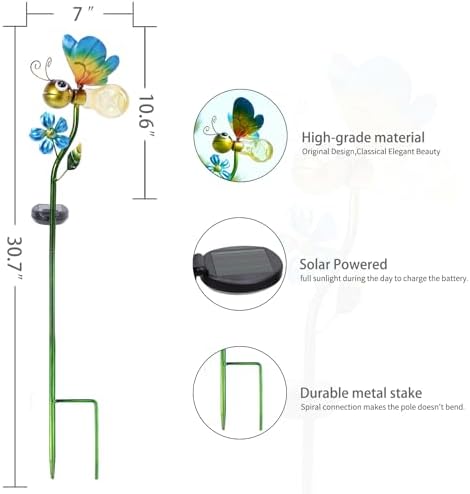 Decorative Solar Outdoor Lights, Metal Bee Garden Stake For Yard Lawn - Image 2