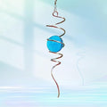 Gazing Ball Spiral Tail with 11inch Tail and 2inch Blue Glass Orb, Wind Spinner Stabilizer with Swivel Hook. Sun Catcher Rainbow Maker Hanging Decor for Garden Home Indoor Outdoor 13" H by GOOLLYRUSIM
