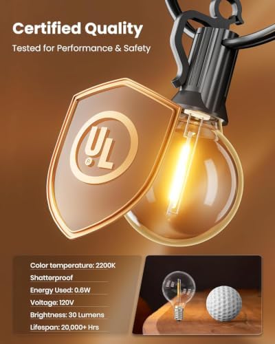 Brightown Outdoor String Lights, 159FT G40 LED IP65 Waterproof Patio Lights - Image 6