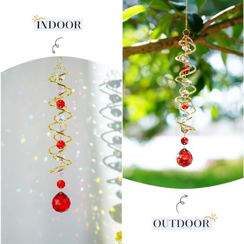 20.5in Crystal Gazing Ball Wind Spinner Suncatcher Garden Decor - Image 4