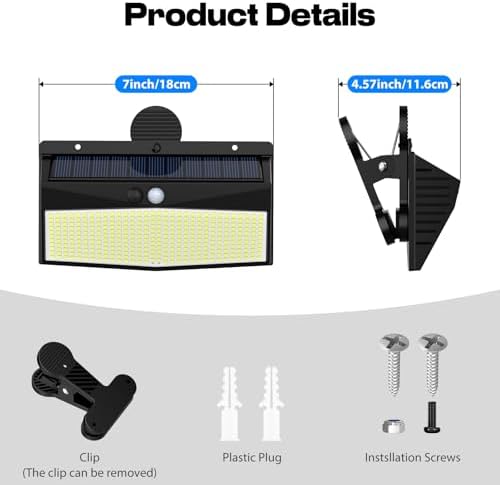 Peasur 368 LED Clip On Solar Motion Sensor Lights Outdoor with 3 Modes - Image 6