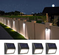 Solar Lights Outdoor, Waterproof Solar Powered Deck Step Lights for Patio Garden Backyard Garage Driveway Pathway Outside Wall Lighting (4, Cool White) by Follateas