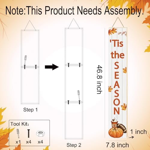 Fall Porch Decor Outdoor Autumn Thanksgiving Wooden Porch Sign 46.8 Inch - Image 2