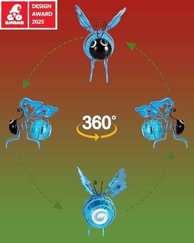Lighted Outdoor Display - Solar Powered Hanging Bee Decor with Bouncy Springs - Outdoor Hanging Solar Lights for Christmas Garden, Yard, Patio, Porch (Blue) - Image 7
