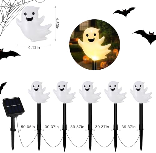 10 Pack Solar Halloween Ghost Pathway Lights, 3D Solar Lights - Image 3