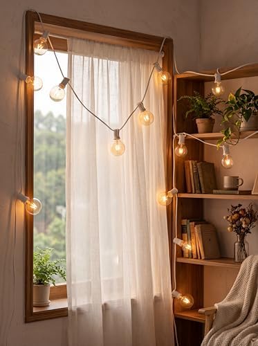 GOOTHY 50FT Globe Outdoor String Lights with G40 53 Incandescent Bulbs Backyard Patio Lights Garden Bistro Party Natural Warm Bulbs Cafe Hanging Umbrella Lights on Light String Indoor Outdoor-White - Image 2