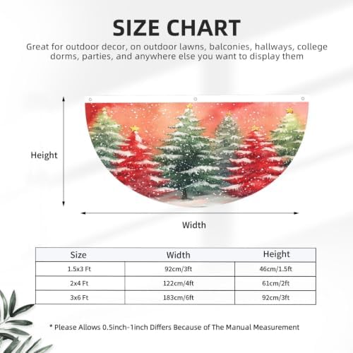 Colorful Pine Tree Semicircular Hanging Decorative Bunting Flag 2pcs - Image 3