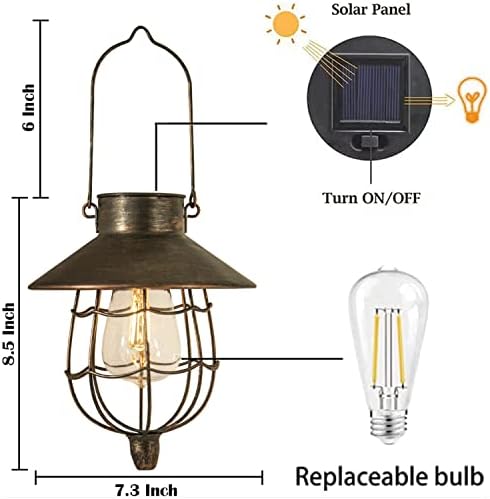 YAKii 6 Pack Solar Lantern Hanging Waterproof Outdoor Metal Solar Lamp with Warm White Light Decorate for Yard Garden Pathway Patio Porch (Antique Copper) - Image 4