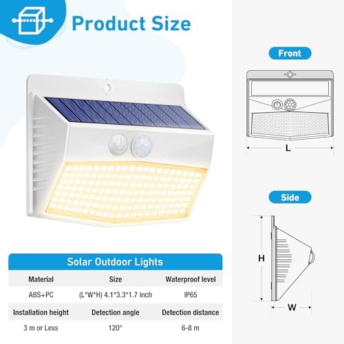 Peasur 4 Pack Solar Motion Sensor Lights Outdoor Waterproof with 3 Modes - Image 6