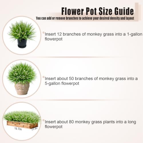 alyptus Outdoor Artificial Flowers 12 Bundles Plastic Plants Faux White Flower Fake Monkey Grass for Planters Décor Outside (White) - Image 2