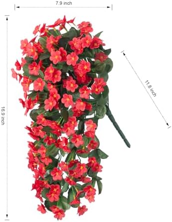 HyeFlora Artificial Fake Hanging Plants Flowers for Outdoor Outside Spring Decoration, 2 PCS Faux Silk Daisy Red Orchid Vines UV Resistant Realistic for Home Indoor Porch Patio Balcony - Image 5