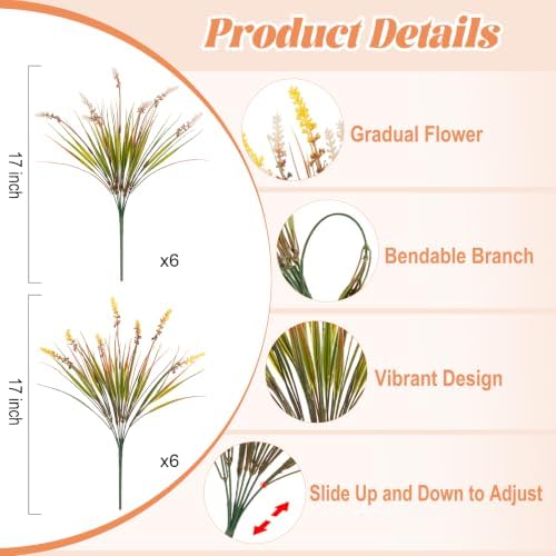 12 Pcs Fake Fall Plants Artificial Monkey Grass for Outdoors Porch Decor - Image 2