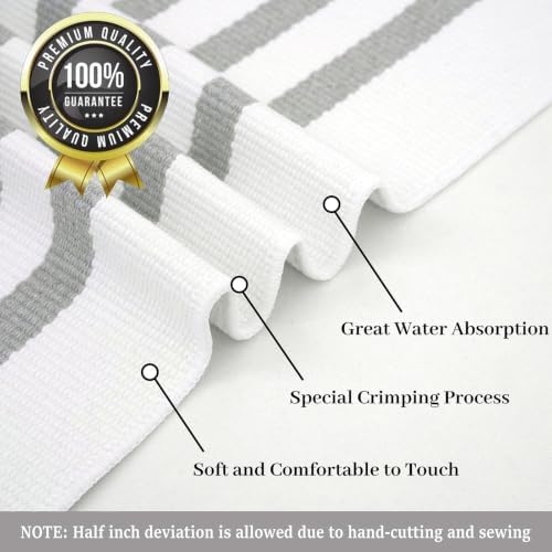 KILOCOCO Striped Rug 3x5 ft Washable Woven Front Door Rug, Grey and White - Image 4