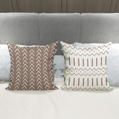 YCOLL Pillow Covers 18x18 Set of 4, Modern Sofa Throw Pillow Cover, Decorative Outdoor Linen Fabric Pillow Case for Couch Bed Car, Khaki - Image 3