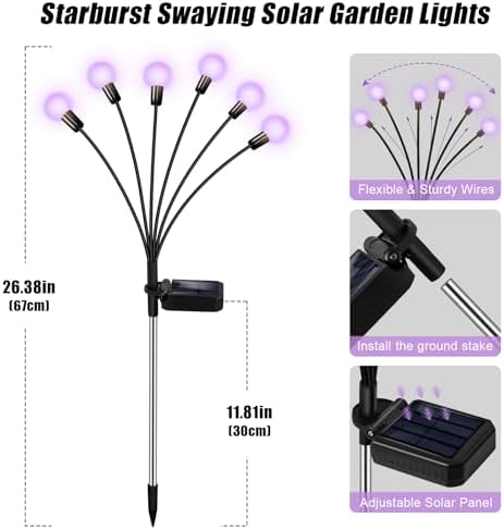 Solar Garden Lights Outdoor Waterproof, Swaying Firefly Light, Garden Decor - Image 5