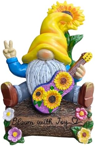 Spring & Summer-Themed Garden Statues – Adorable Outdoor Decor for Lawn, Patio & Porch (Bloom with Joy Sunflower Gnome 10" Garden Statue Figurine with Guitar, Spring and Summer Home Decoration) - Image 6