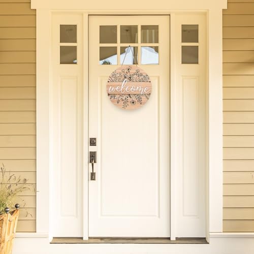 JarThenaAMCS 3D Wildflower Welcome Door Sign Black Wild Floral Wooden Hanging Sign Front Door Hanger for Indoor Outdoor Farmhouse Home Porch Window Decor - Image 3