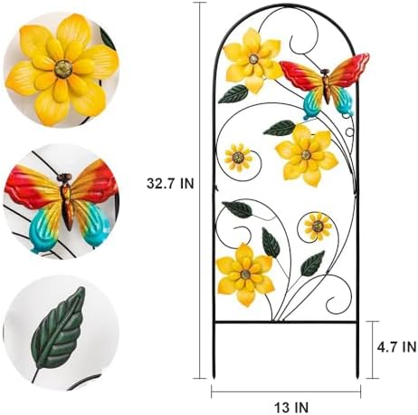 YEAHOME Garden Decor for Outside, 33" Flower Butterflies Decorative Garden Stakes for Spring Garden Decor, Metal Yard Art Stakes for Outdoor Lawn Backyard Porch Decorations - Image 4