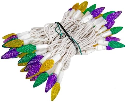 Novelty Lights 24FT 70 LED C6 Mardi Gras String Lights, Yellow & Purple - Image 4