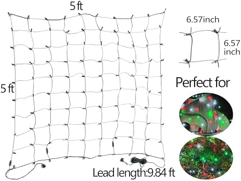 HISHINY Christmas Net Lights Outdoor for Bushes,100LED 5X5ft Connectable Bush Yard Mesh Shrub Net Light Decorations for Party, Holiday, Wedding, Tree,Home Decor(Red White Green) - Image 5