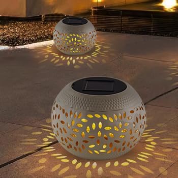 Solar Lanterns Waterproof Outdoor Decor - 1 Pack White Hollow Out Metal Solar Lights - Unique Gifts for Women Mom Wife - Outside Garden Yard Porch Indoor Tabletop Retro Decorations - Image 6