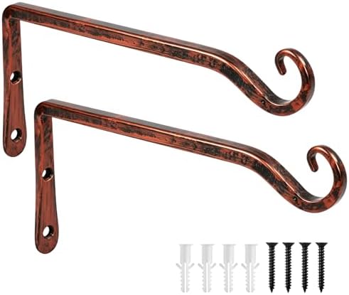 FEED GARDEN 2 Pack 10 Inch Hanging Plant Bracket Wall Hooks Decorative Plant Hangers for Outdoor Hanging Bird Feeders, Wind Chimes, Plant Baskets, Antique Bronze by FEEDGARDEN