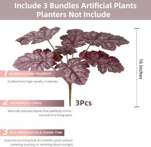 Fall Artificial Plants Faux Coral Bells Greenery for Outdoor Porch Planters - Image 4